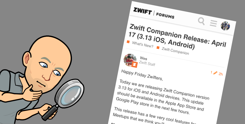 Zwift – Mise à jour de companion mi-avril 2020