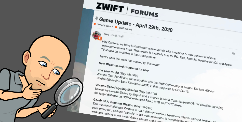 Zwift – Mise a jour Mai 2020