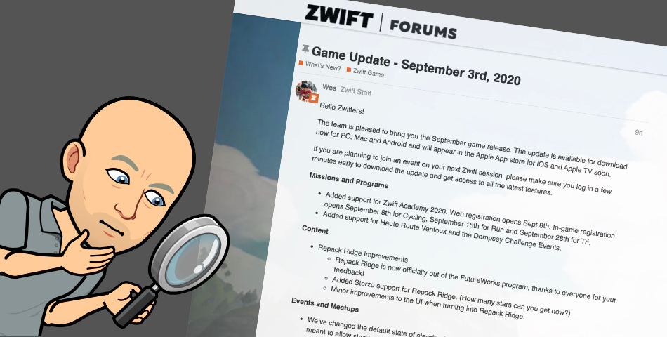 Zwift – La Mise à jour de Septembre 2020