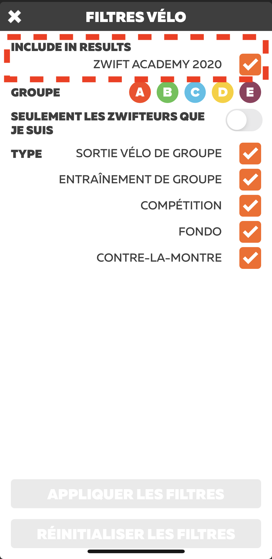 zwift companion filtre za 2
