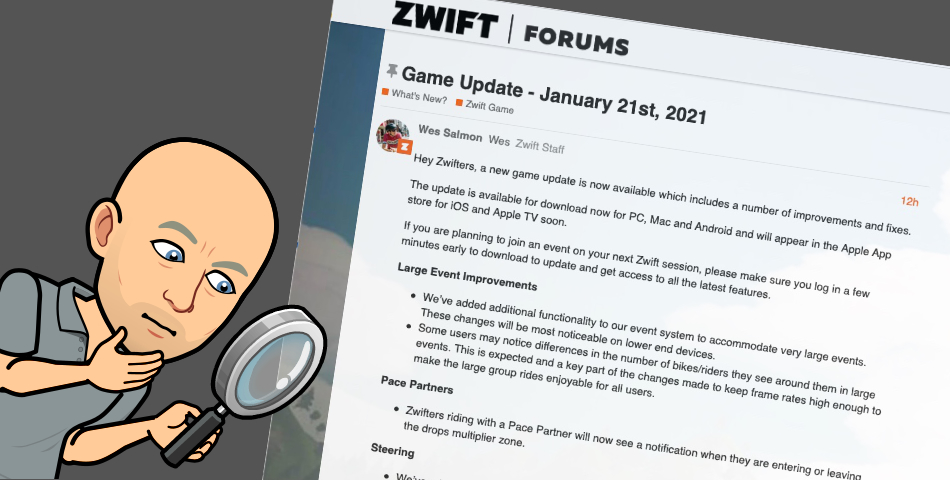 Zwift – Mise à jour du 21 janvier 2021