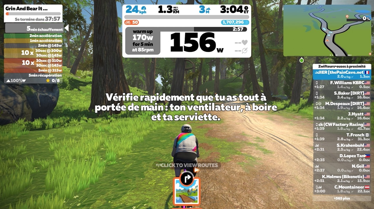 zwift version 1_21_traduction commentaires workout 1